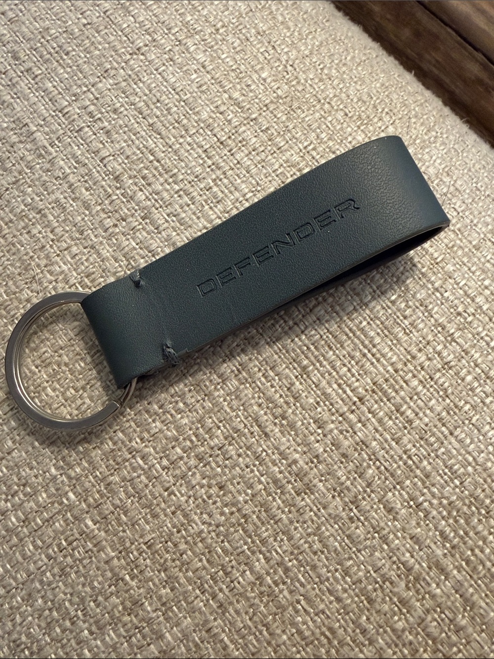 Land Rover Defender Embossed Leather Keyring - Blue